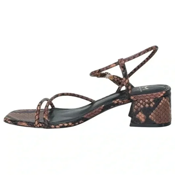 Marc Fisher LTD Womens Sandal 8.5M Jiny2 Brown Snake Print Block Heel - Picture 3 of 16